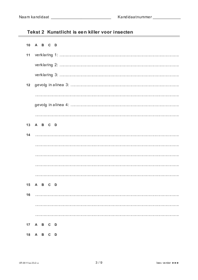 Uitwerkbijlage examen VMBO GLTL Nederlands 2023, tijdvak 2. Pagina 3