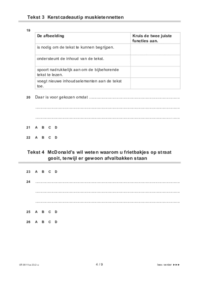 Uitwerkbijlage examen VMBO GLTL Nederlands 2023, tijdvak 2. Pagina 4