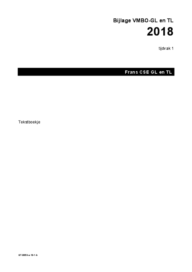 Bijlage examen VMBO GLTL Frans 2018, tijdvak 1. Pagina 1