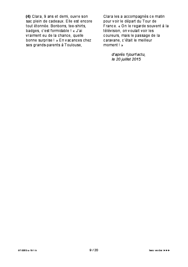 Bijlage examen VMBO GLTL Frans 2018, tijdvak 1. Pagina 9