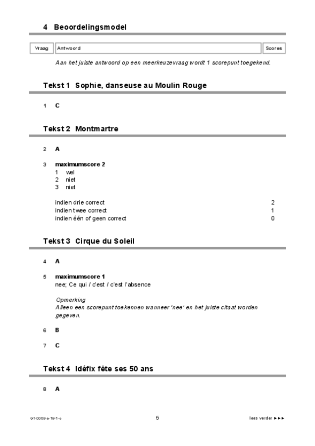 Correctievoorschrift examen VMBO GLTL Frans 2018, tijdvak 1. Pagina 5