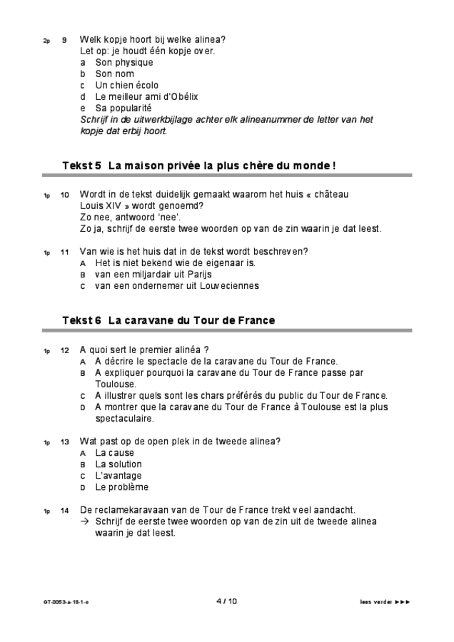 Opgaven examen VMBO GLTL Frans 2018, tijdvak 1. Pagina 4