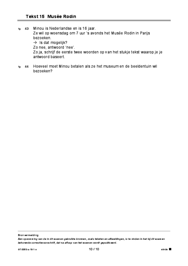 Opgaven examen VMBO GLTL Frans 2018, tijdvak 1. Pagina 10