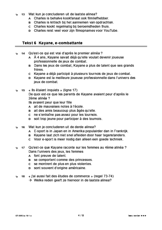 Opgaven examen VMBO GLTL Frans 2019, tijdvak 1. Pagina 4