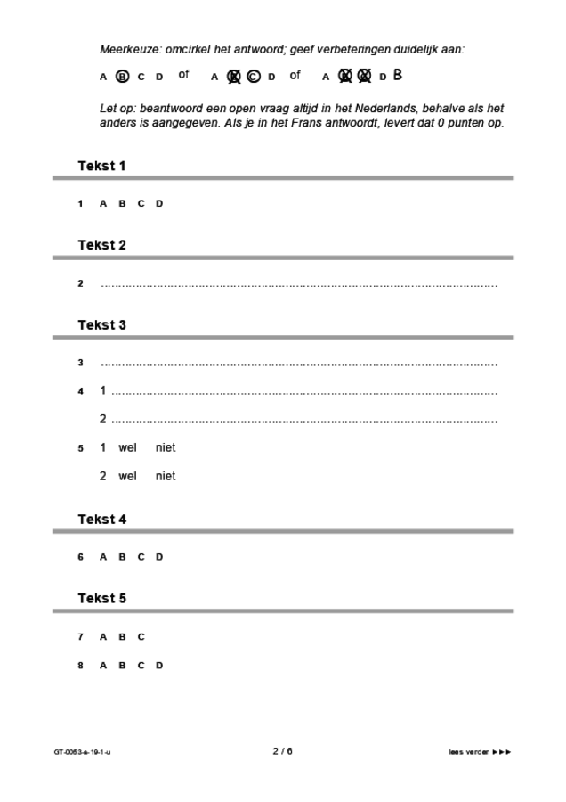Uitwerkbijlage examen VMBO GLTL Frans 2019, tijdvak 1. Pagina 2