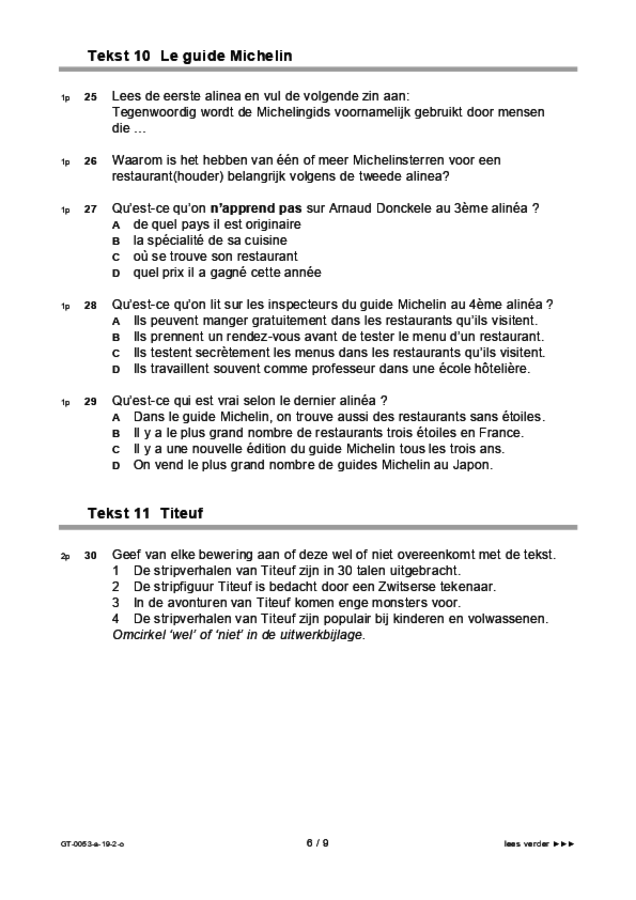 Opgaven examen VMBO GLTL Frans 2019, tijdvak 2. Pagina 6