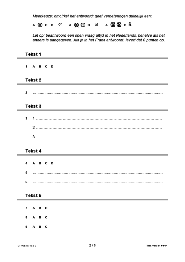 Uitwerkbijlage examen VMBO GLTL Frans 2019, tijdvak 2. Pagina 2