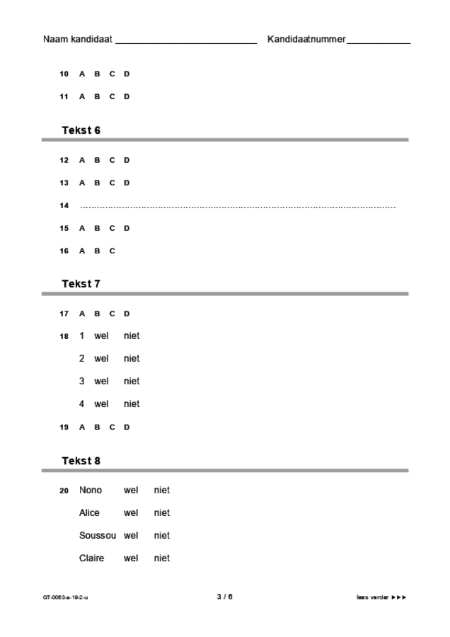 Uitwerkbijlage examen VMBO GLTL Frans 2019, tijdvak 2. Pagina 3