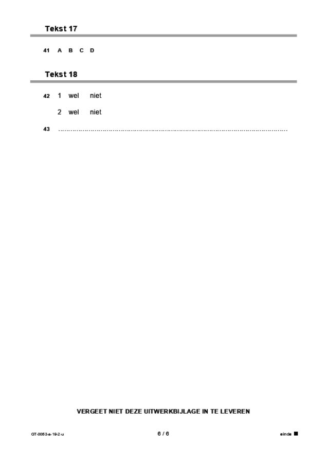 Uitwerkbijlage examen VMBO GLTL Frans 2019, tijdvak 2. Pagina 6