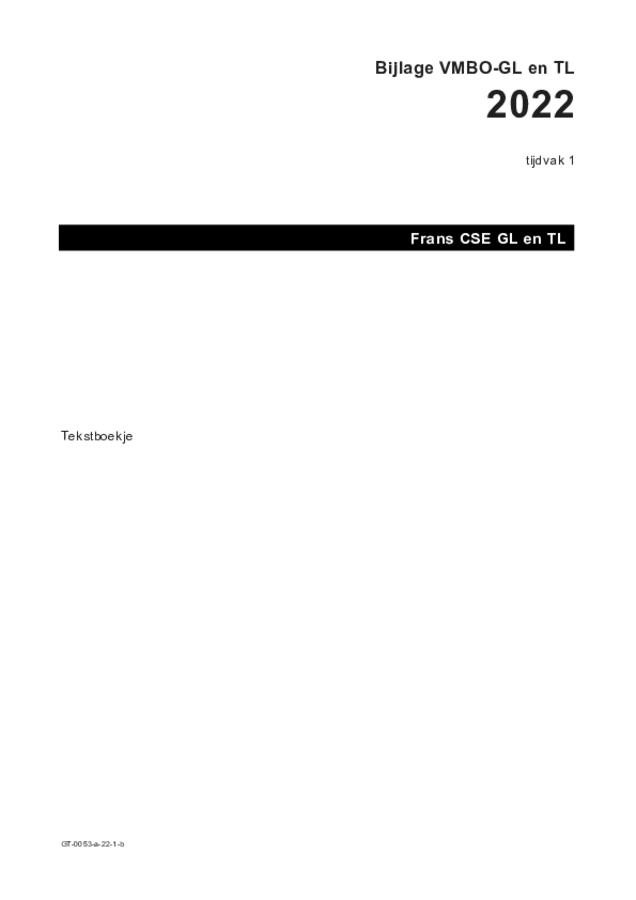 Bijlage examen VMBO GLTL Frans 2022, tijdvak 1. Pagina 1
