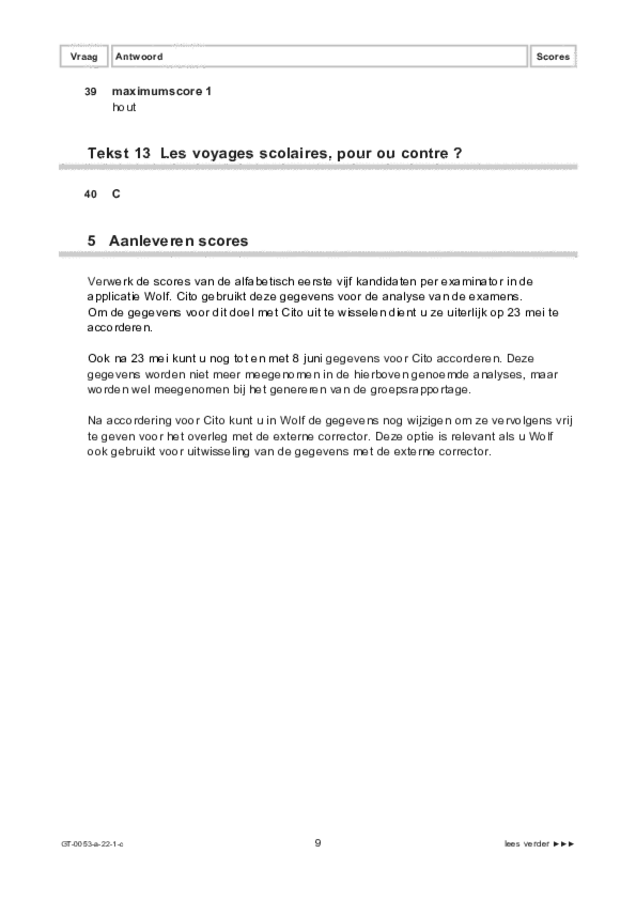 Correctievoorschrift examen VMBO GLTL Frans 2022, tijdvak 1. Pagina 9