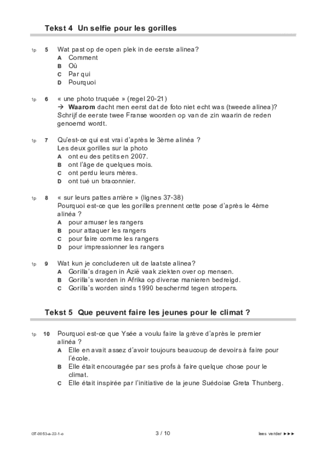 Opgaven examen VMBO GLTL Frans 2022, tijdvak 1. Pagina 3