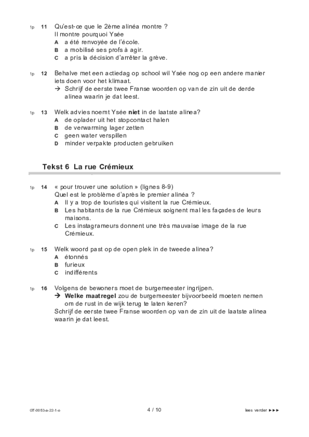 Opgaven examen VMBO GLTL Frans 2022, tijdvak 1. Pagina 4