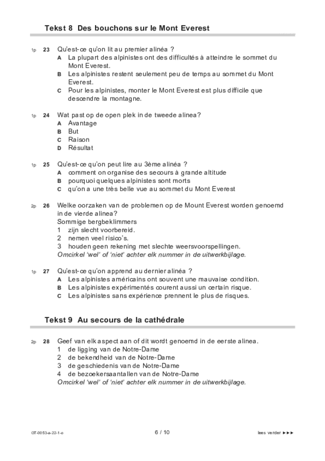 Opgaven examen VMBO GLTL Frans 2022, tijdvak 1. Pagina 6