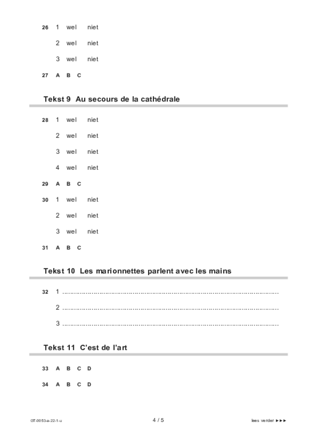 Uitwerkbijlage examen VMBO GLTL Frans 2022, tijdvak 1. Pagina 4