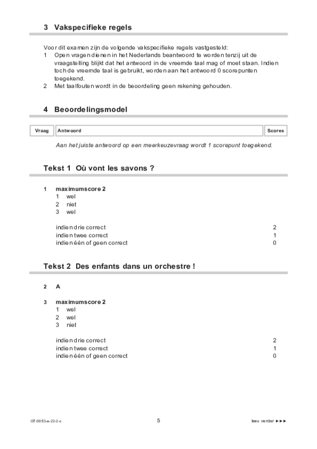 Correctievoorschrift examen VMBO GLTL Frans 2022, tijdvak 2. Pagina 5