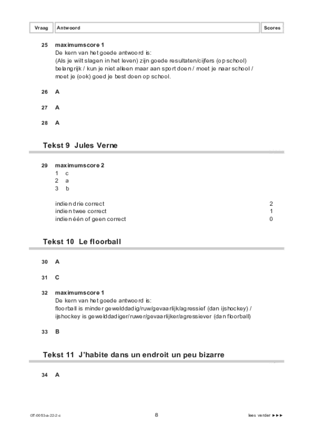 Correctievoorschrift examen VMBO GLTL Frans 2022, tijdvak 2. Pagina 8