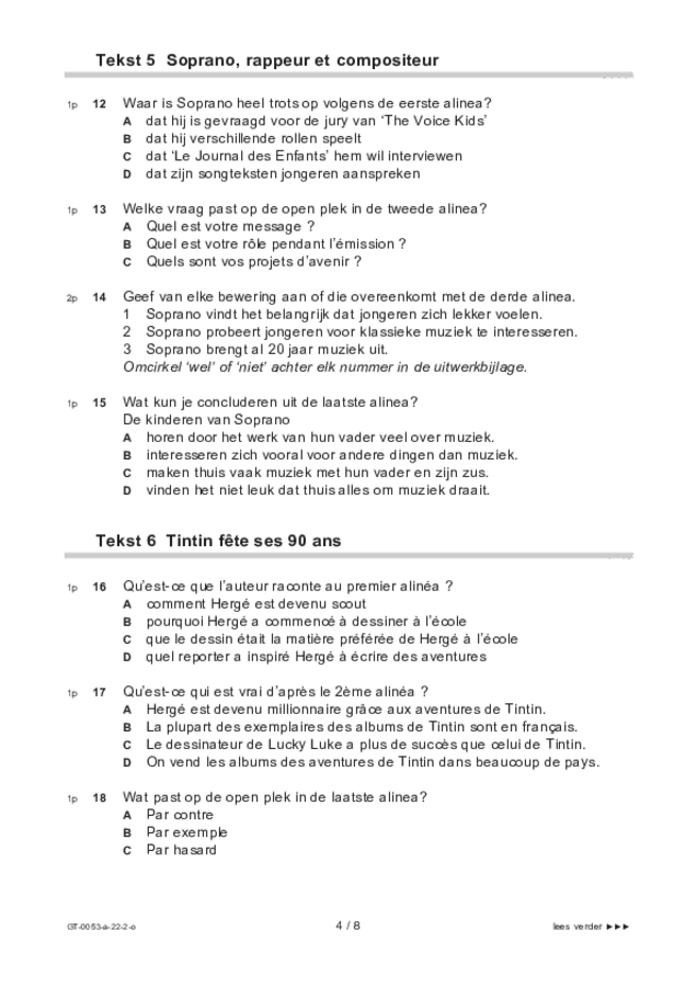 Opgaven examen VMBO GLTL Frans 2022, tijdvak 2. Pagina 4