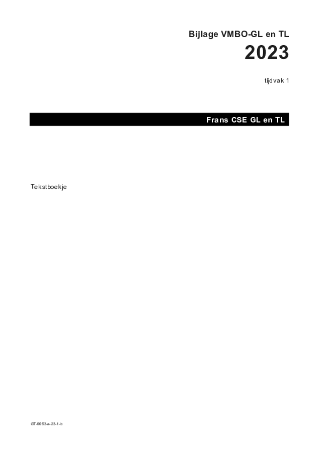 Bijlage examen VMBO GLTL Frans 2023, tijdvak 1. Pagina 1