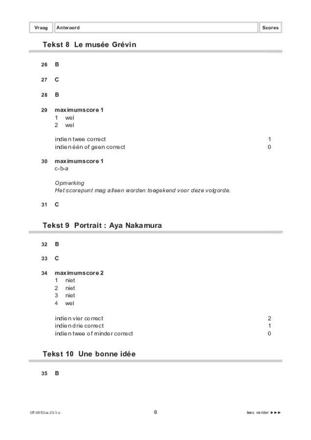 Correctievoorschrift examen VMBO GLTL Frans 2023, tijdvak 1. Pagina 8