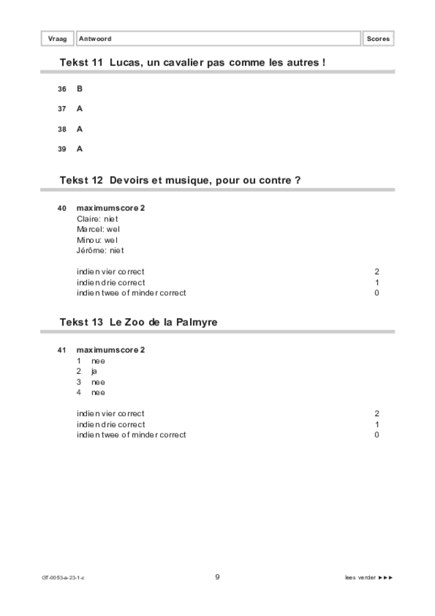 Correctievoorschrift examen VMBO GLTL Frans 2023, tijdvak 1. Pagina 9