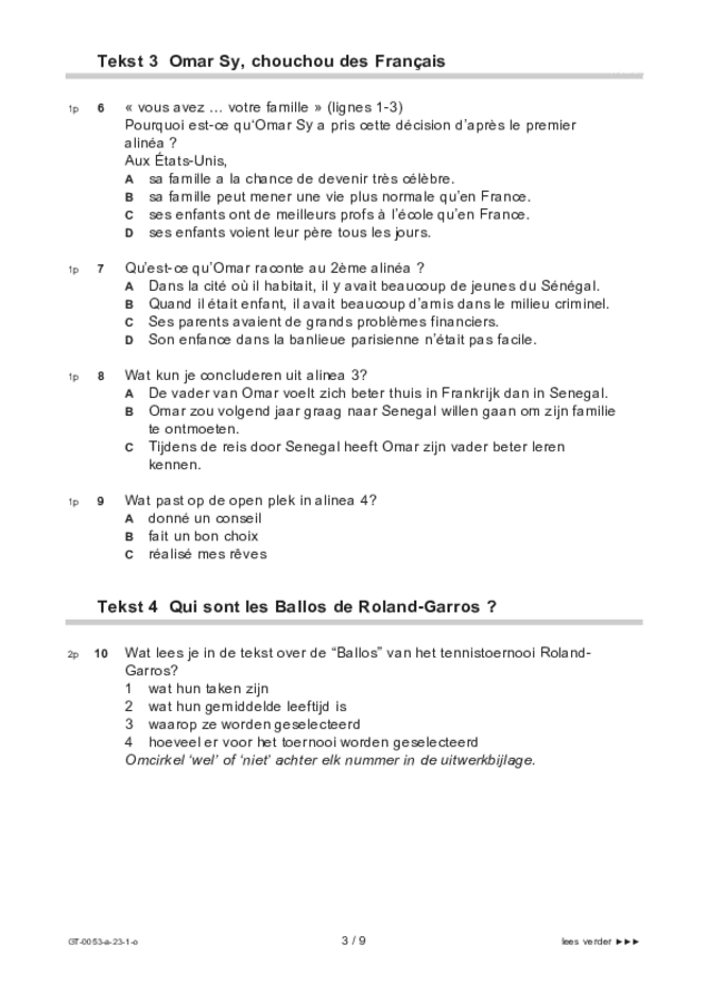 Opgaven examen VMBO GLTL Frans 2023, tijdvak 1. Pagina 3