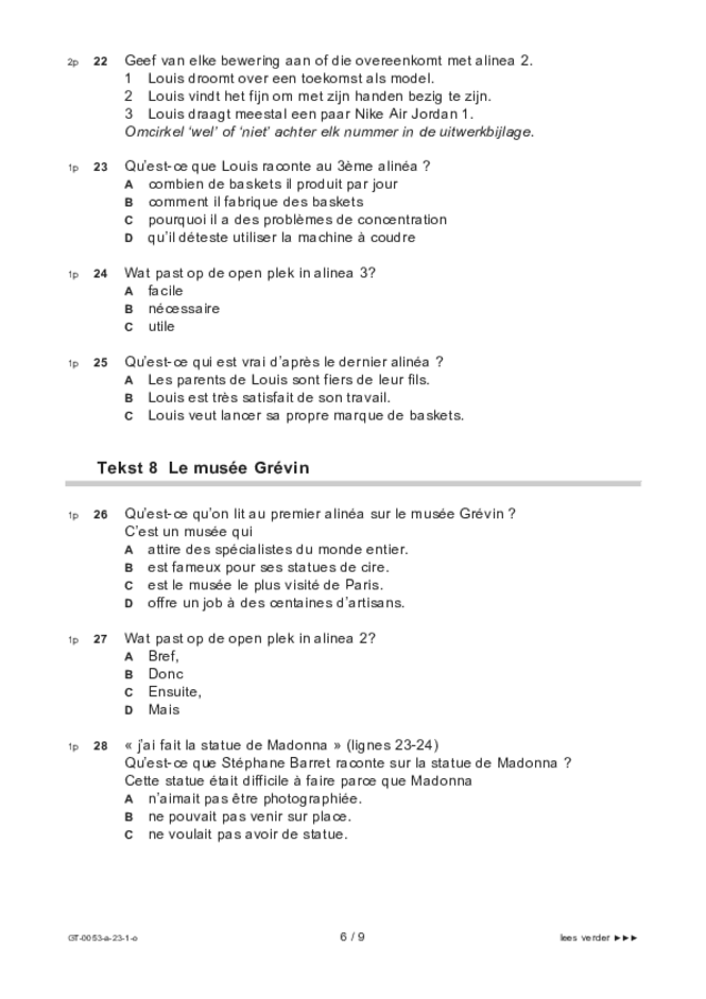 Opgaven examen VMBO GLTL Frans 2023, tijdvak 1. Pagina 6