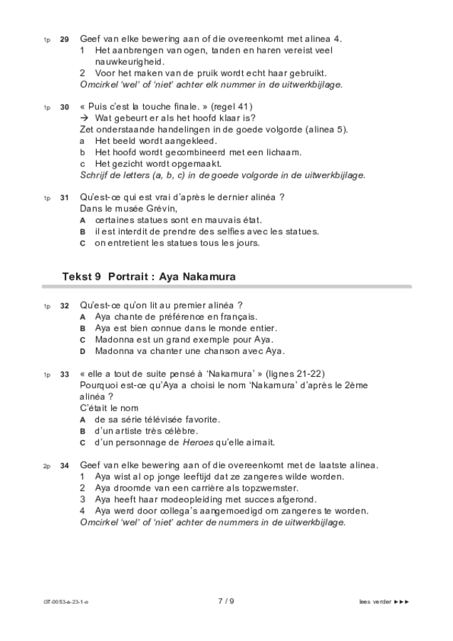 Opgaven examen VMBO GLTL Frans 2023, tijdvak 1. Pagina 7