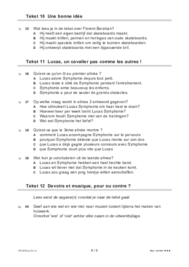 Opgaven examen VMBO GLTL Frans 2023, tijdvak 1. Pagina 8