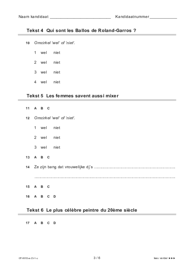 Uitwerkbijlage examen VMBO GLTL Frans 2023, tijdvak 1. Pagina 3