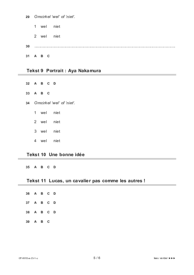 Uitwerkbijlage examen VMBO GLTL Frans 2023, tijdvak 1. Pagina 5