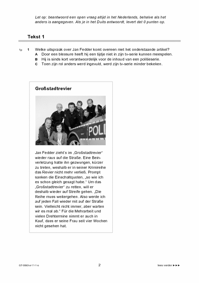 Opgaven examen VMBO GLTL Duits 2011, tijdvak 1. Pagina 2