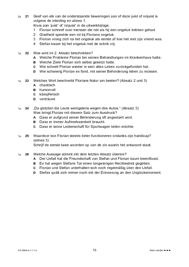 Opgaven examen VMBO GLTL Duits 2011, tijdvak 1. Pagina 13
