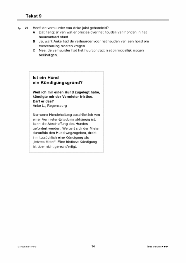 Opgaven examen VMBO GLTL Duits 2011, tijdvak 1. Pagina 14