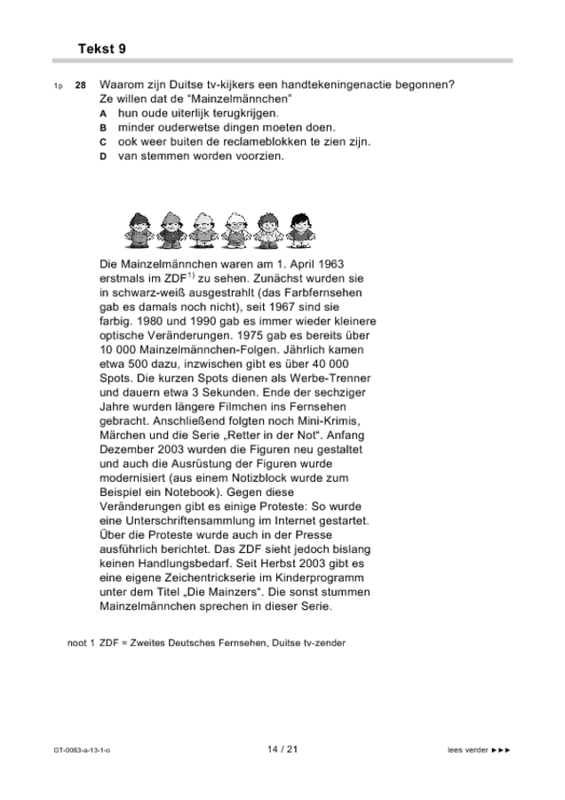 Opgaven examen VMBO GLTL Duits 2013, tijdvak 1. Pagina 14