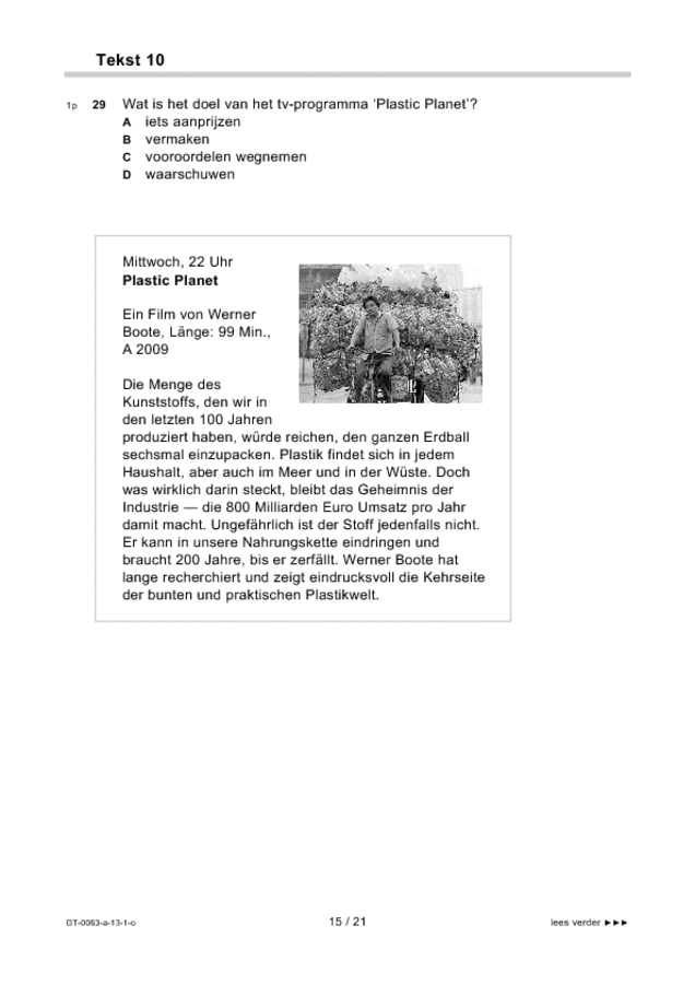 Opgaven examen VMBO GLTL Duits 2013, tijdvak 1. Pagina 15