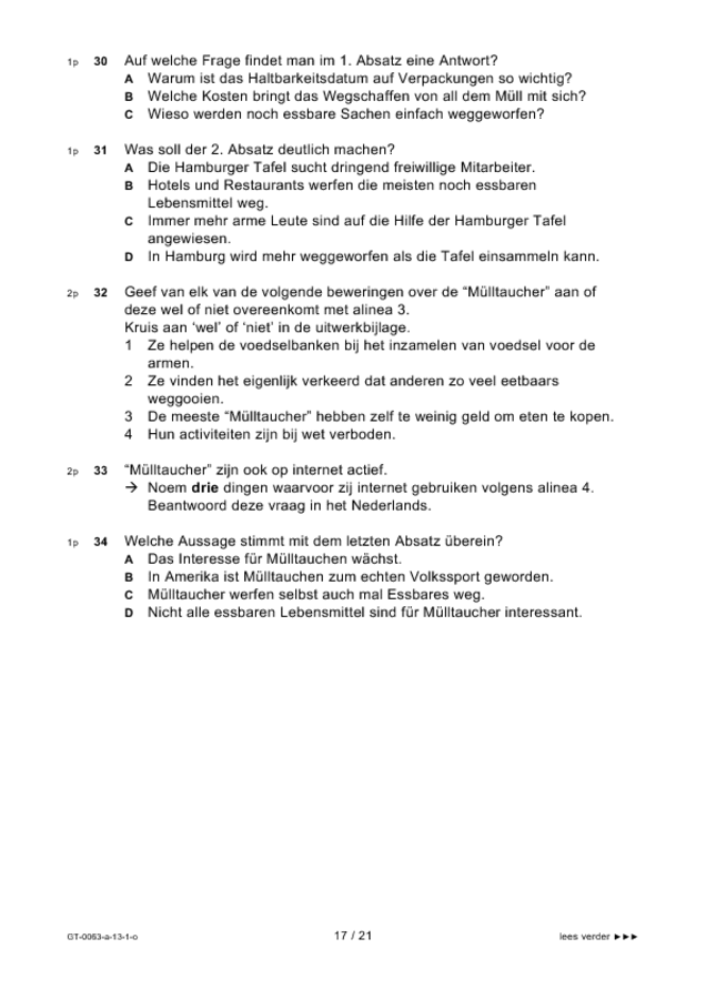 Opgaven examen VMBO GLTL Duits 2013, tijdvak 1. Pagina 17