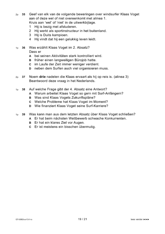 Opgaven examen VMBO GLTL Duits 2013, tijdvak 1. Pagina 19
