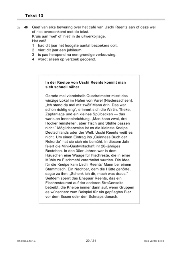 Opgaven examen VMBO GLTL Duits 2013, tijdvak 1. Pagina 20