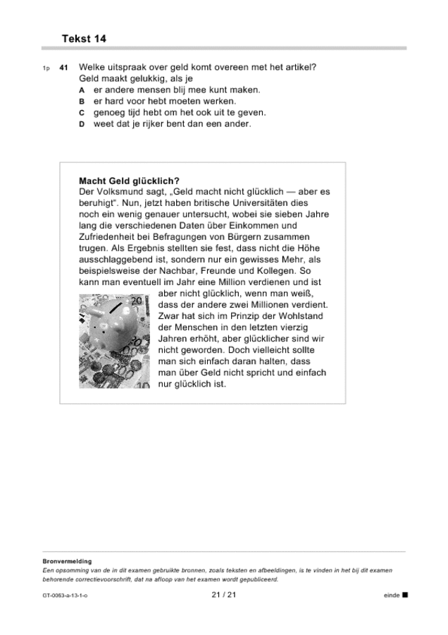 Opgaven examen VMBO GLTL Duits 2013, tijdvak 1. Pagina 21