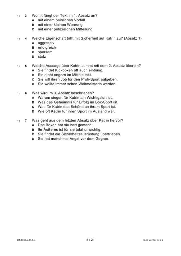 Opgaven examen VMBO GLTL Duits 2013, tijdvak 1. Pagina 5