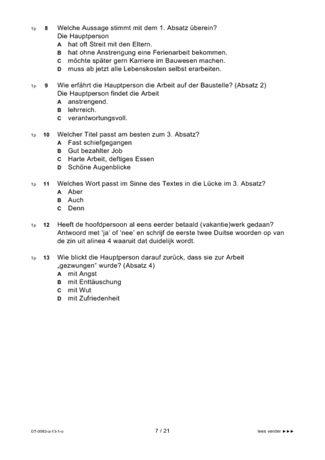 Opgaven examen VMBO GLTL Duits 2013, tijdvak 1. Pagina 7