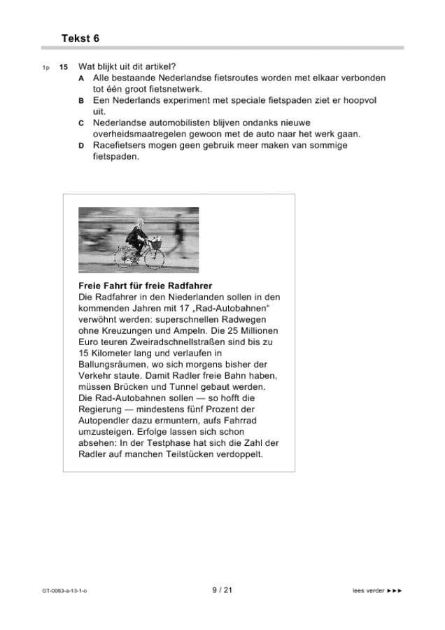 Opgaven examen VMBO GLTL Duits 2013, tijdvak 1. Pagina 9