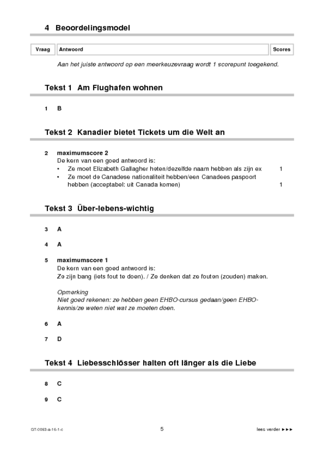 Correctievoorschrift examen VMBO GLTL Duits 2016, tijdvak 1. Pagina 5