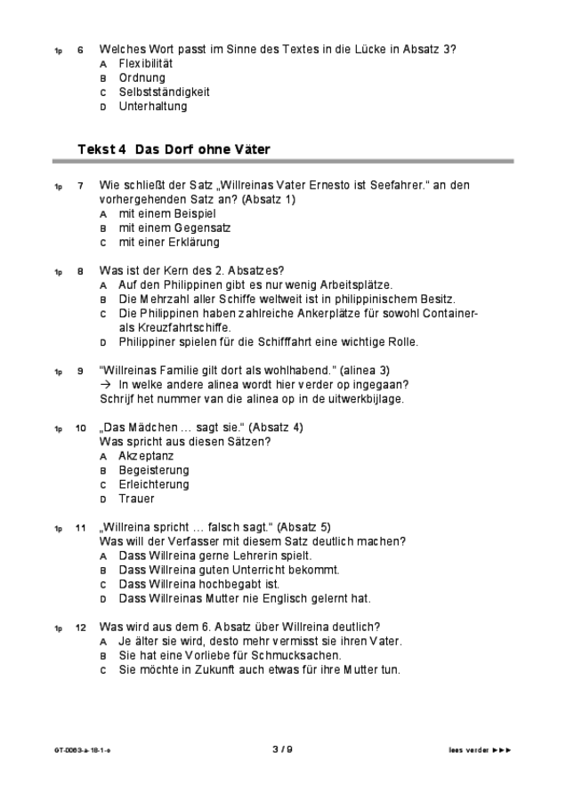 Opgaven examen VMBO GLTL Duits 2018, tijdvak 1. Pagina 3
