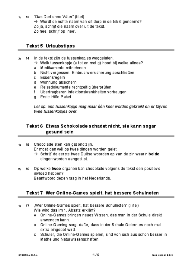 Opgaven examen VMBO GLTL Duits 2018, tijdvak 1. Pagina 4