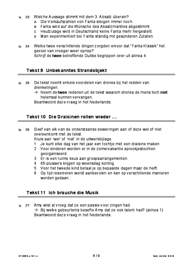 Opgaven examen VMBO GLTL Duits 2018, tijdvak 1. Pagina 6