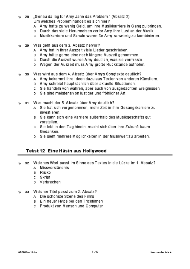 Opgaven examen VMBO GLTL Duits 2018, tijdvak 1. Pagina 7