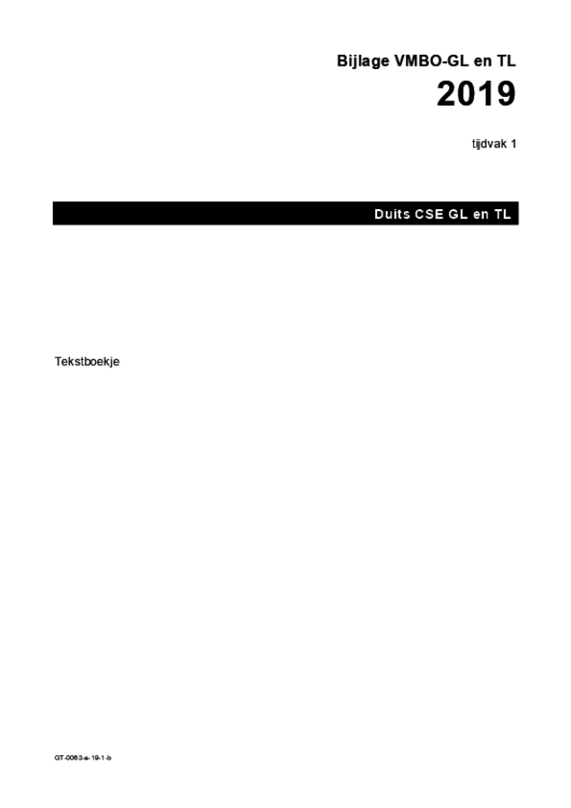 Bijlage examen VMBO GLTL Duits 2019, tijdvak 1. Pagina 1