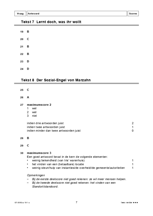 Correctievoorschrift examen VMBO GLTL Duits 2019, tijdvak 1. Pagina 7